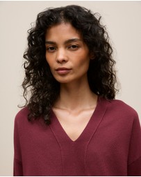 Trenery - Merino V Neck Knit in Auburn