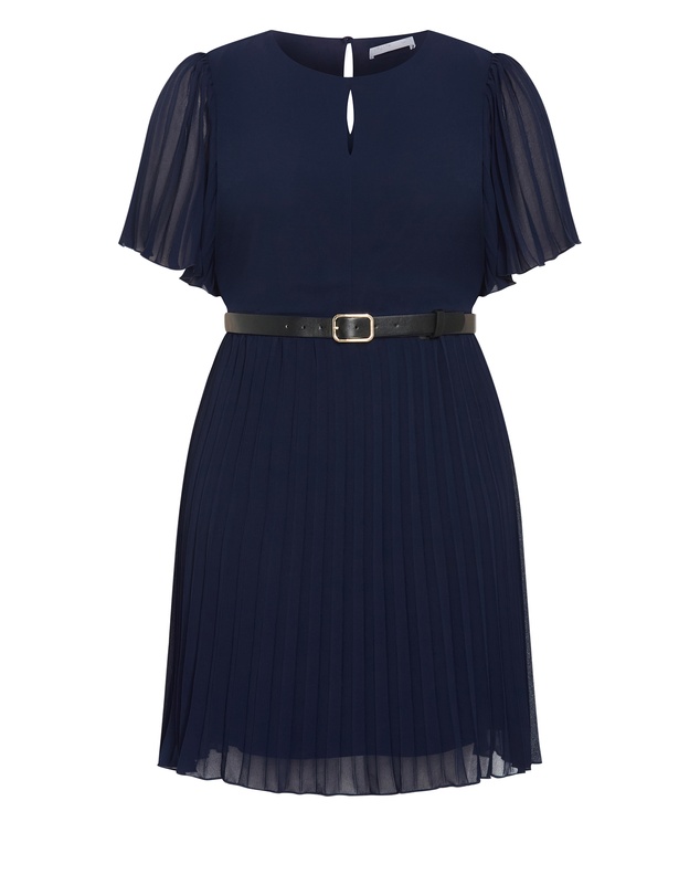City Chic - Plus size Newberry Street Pleat Dress - navy