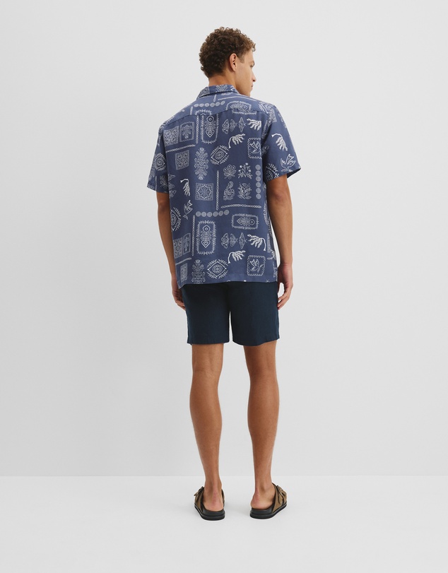 Country Road - Short Sleeve Tencel Linen Stamp Print Shirt