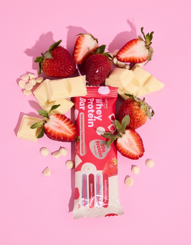 Happy Way - Whey Protein Bar Strawberry Cream Box – 10 x 60g Bars