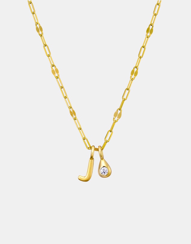 Zoe Olivia - 14K Gold Vermeil Imprint Initial J Cubic Zirconia Necklace