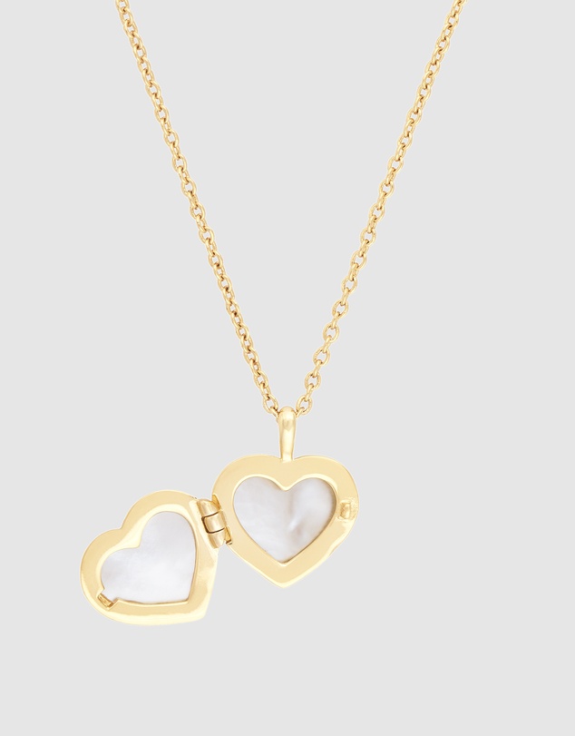 Wanderlust + Co - Heart Pearl Locket Necklace