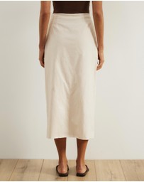 Atmos&Here - Isla Linen Blend Button Up Midi Skirt