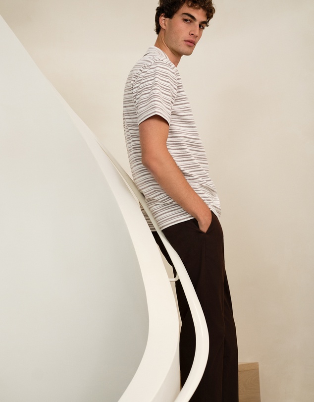 Trenery - Jacquard Stripe Polo in White
