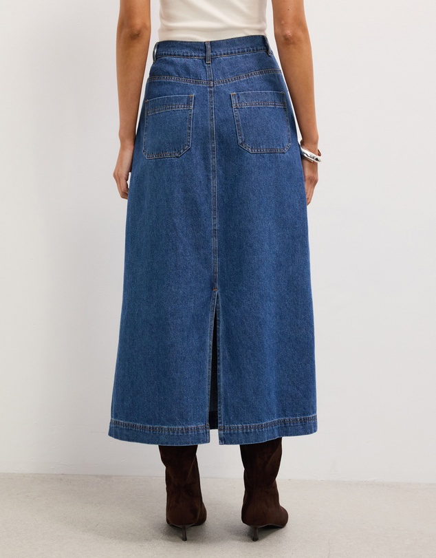 The Fated - Stephanie Soft Denim Midi Skirt