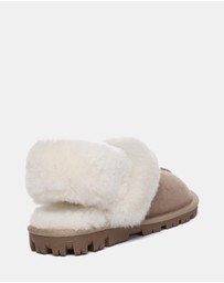 EVERAU - Australian Shepherd Ugg Waffle Fluffy Double Faced Sheepskin Upper House Shoes