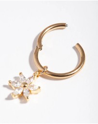 Lovisa - Gold Surgical Steel Cubic Zirconia Flower Belly Ring
