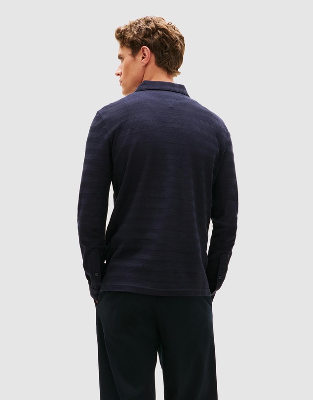 Tommy Hilfiger - Herringbone Jacquard Long Sleeve Polo Shirt