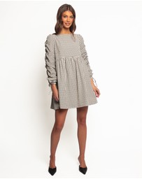Petal & Pup - Micaela Long Sleeve Mini Dress - Black Gingham