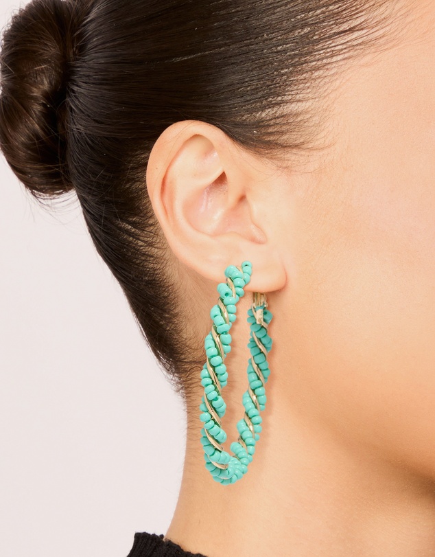 Lovisa - Light Blue Beaded Small Hoop Earrings