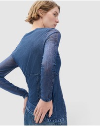 rag & bone - rb Miramar Mesh Long Sleeve Tee