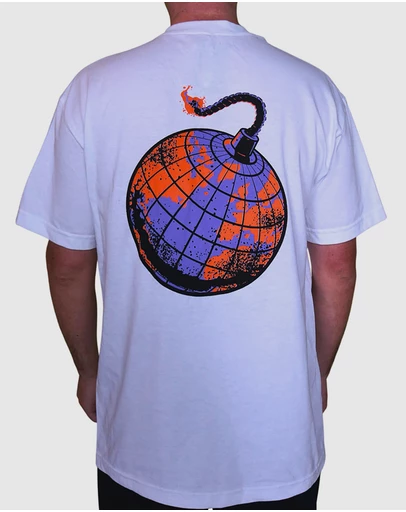 KFD - Kfd Boom Men Logo Cotton Tshirt Relaxed Fit Crew Neck White/Orange