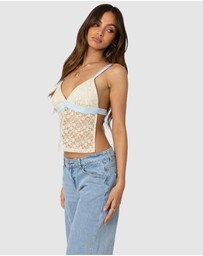 EDIKTED - Sheer Lace Open Back Tank Top