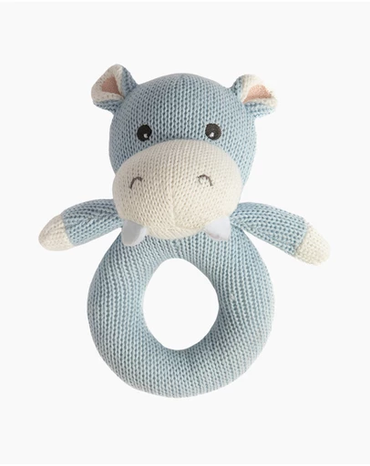 Living Textiles - Knitted Ring Rattle - Henry the Hippo