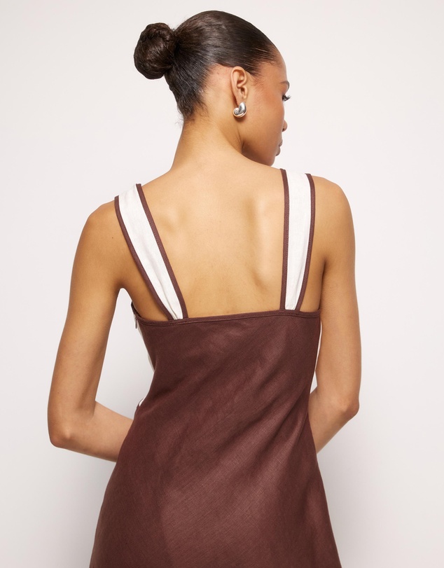 AERE - Eila Contrast Linen Slip Midi Dress