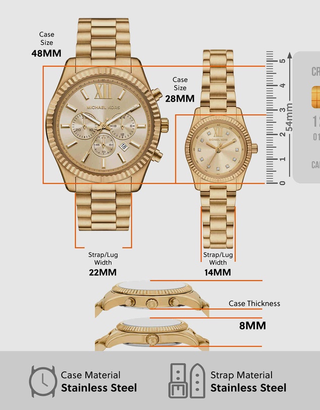 Michael Kors - Lexington Gold Tone Analogue Watch