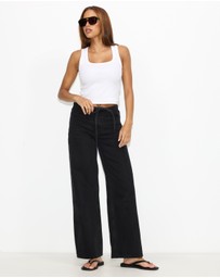 Dazie - Budapest Tie Front Low Rise Straight Leg Jeans