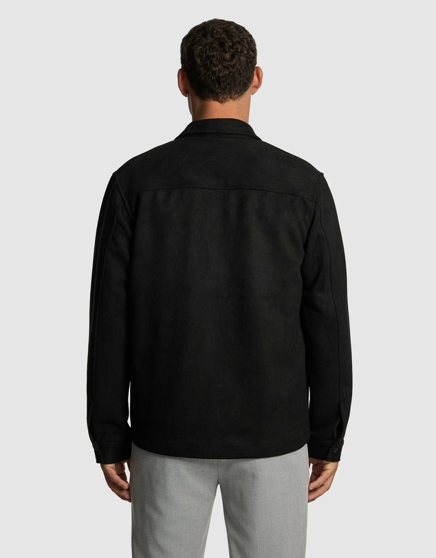 yd. - Slate Mock Suede Overshirt