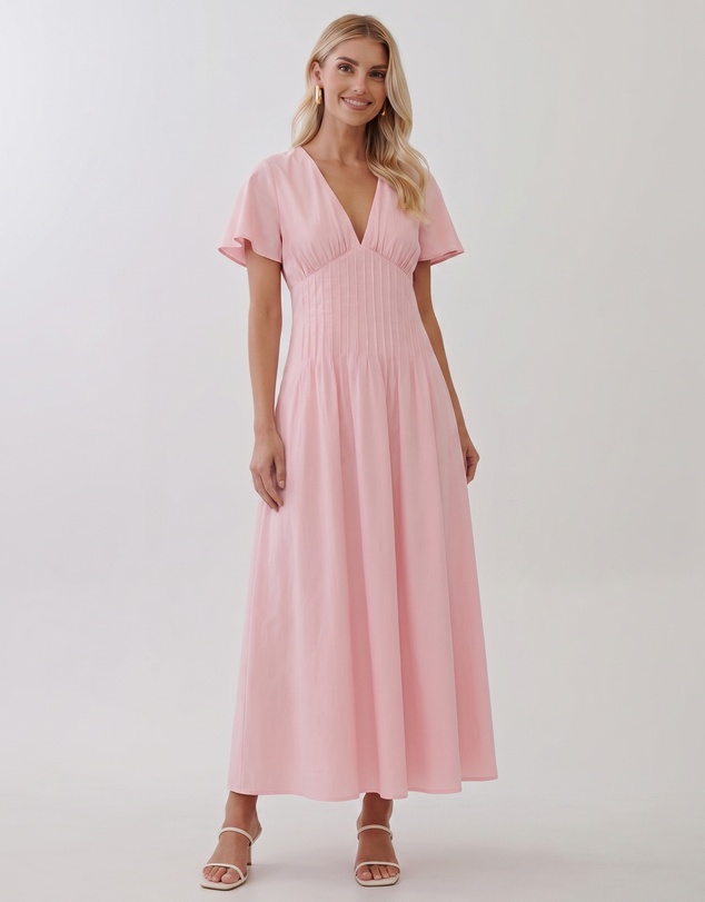 Tussah - Maysen Linen Blend Pintuck Midi Dress