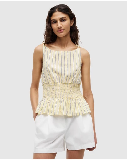Tommy Hilfiger - Smocked Shoulder Tie No Sleeve Top