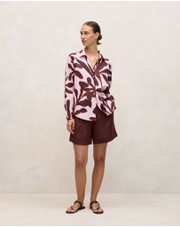 Trenery - Wakame Linen Long Sleeve Shirt in Light Pink