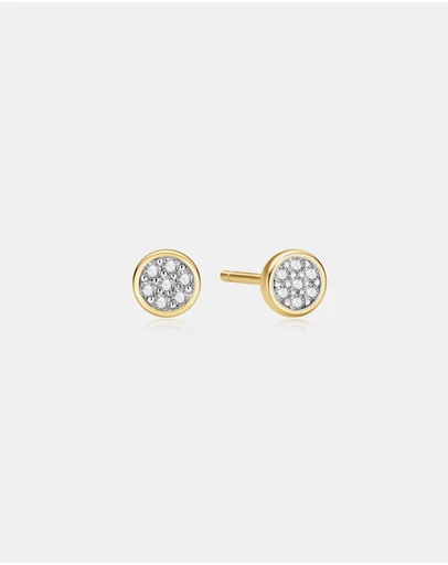 Ania Haie - Gold Small Pave Disc Stud Earrings
