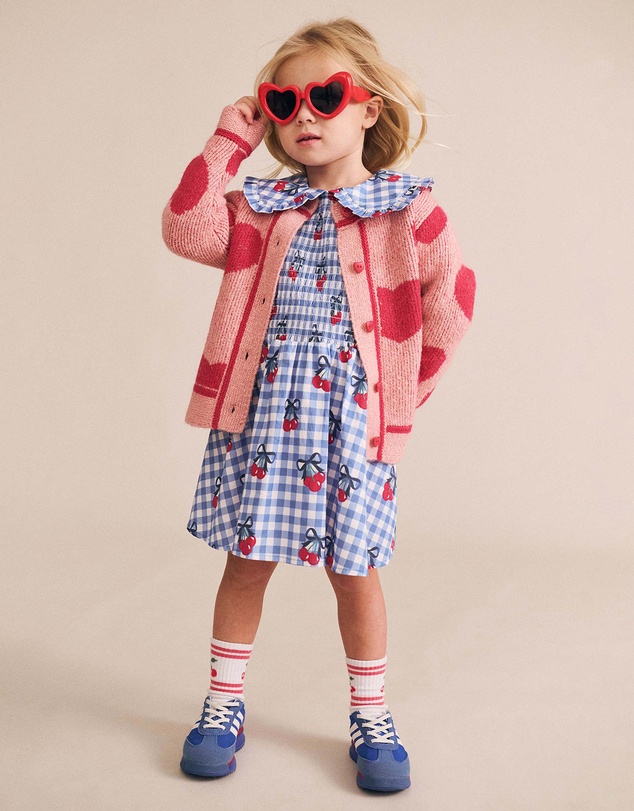 Huxbaby - Cherry Gingham Shirred Dress - Babies-Kids