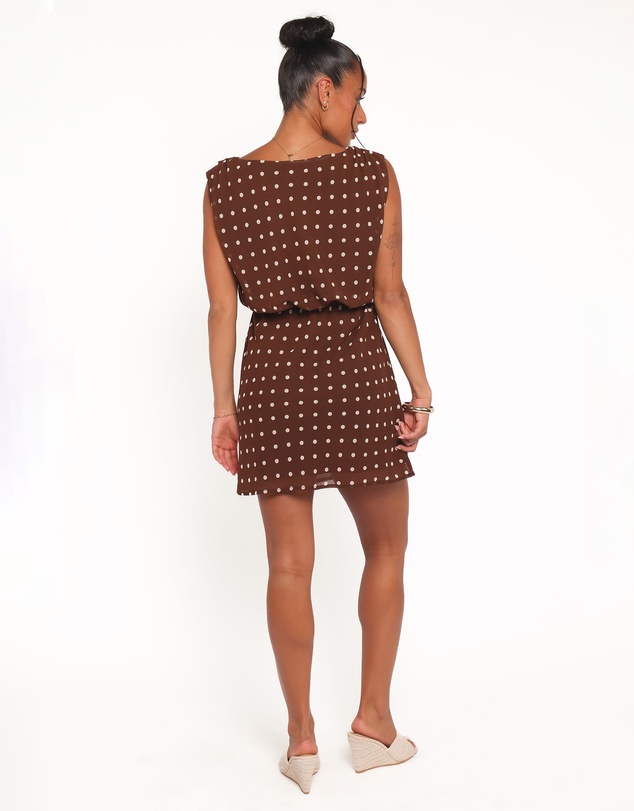 Petal & Pup - Kimberly Mini Dress - Brown Polka Dot