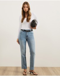 Atmos&Here - Lola Mid Rise Slim Leg Straight Jeans