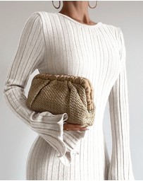 Olga Berg - AMALIA Pleated Woven Clutch
