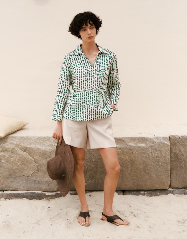Trenery - Yarn Dyed Linen Blend Tailored Short in Flax