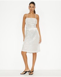 Dazie - Cascade Sheer Sequin Midi Skirt