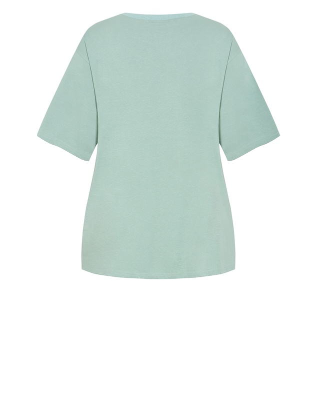 City Chic - Plus size Western Soul Oversized Tee - sage