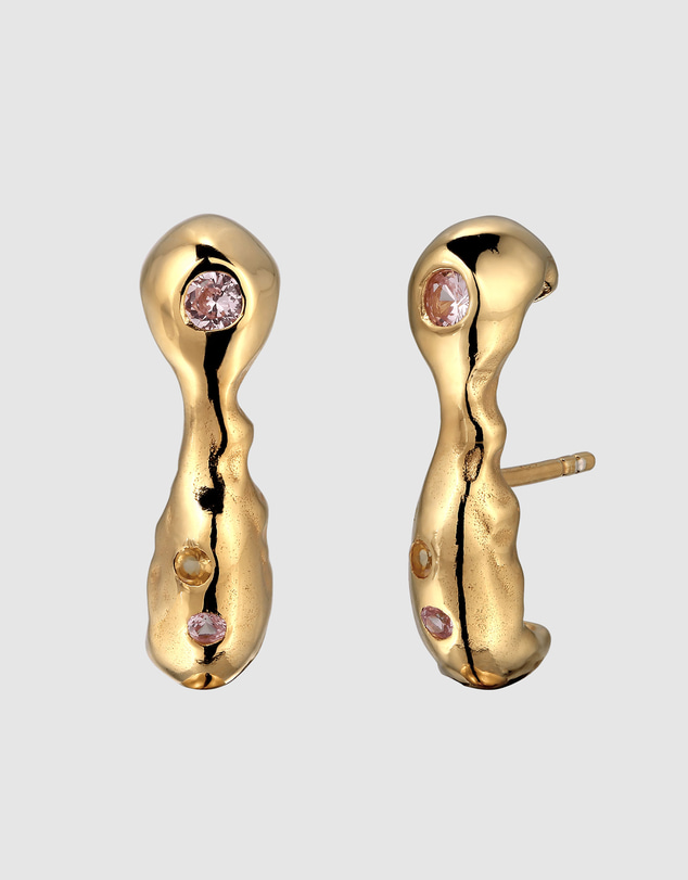 Haze & Glory - Warped Citrine Ear Studs - Gold