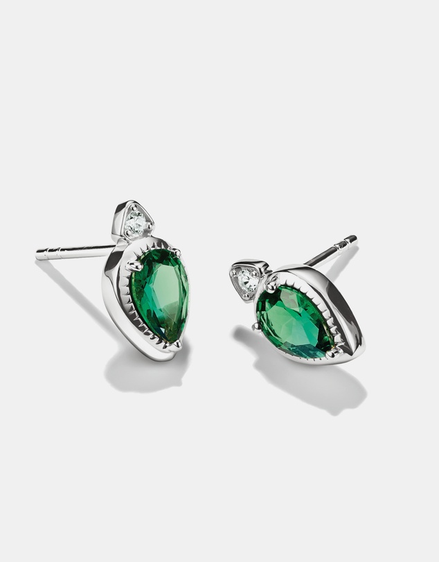 THOMAS SABO - THOMAS SABO Stud Earrings with Green Teardrop Stones Silver