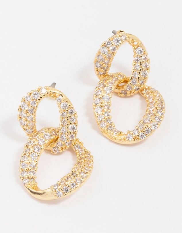Lovisa - Gold Plated Cubic Zirconia Figure Eight Hoop Earrings