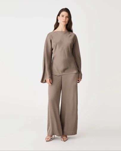 Forcast - Asma Satin Wide Leg Pants