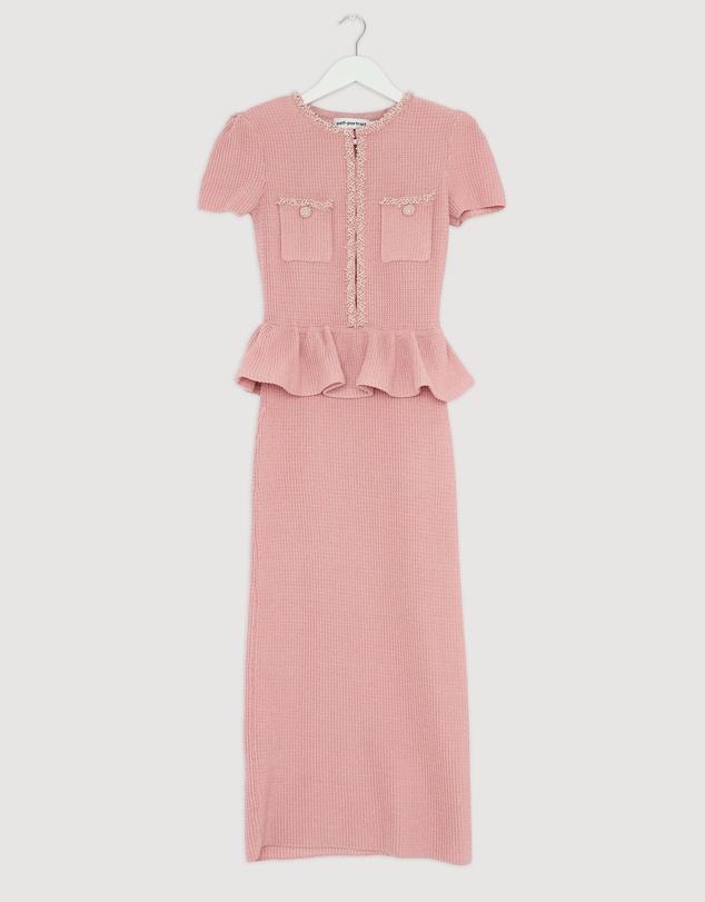 Revibe - Repaired Self Portrait Peplum Knit Midi Dress - AU 8