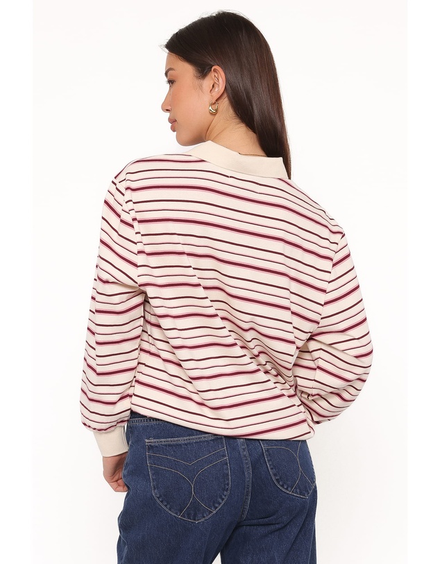 Petal & Pup - Emily Long Sleeve Rugby Top - Pink Stripe