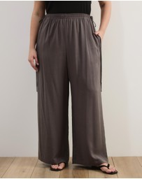 Atmos&Here Curvy - Viola Wide Leg Tie Detail Pants