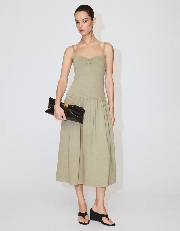 M.N.G - Ruched Neckline Volume Dress