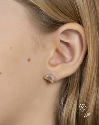 Wanderlust + Co - Rainbow Enamel Gold Flat Back Earrings