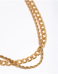 Lovisa - Waterproof Gold Plated Stainless Steel Twist Chain Double Layer Necklace