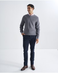 3 Wise Men - 3 Wise Men Drake Crew Neck Wool Blend Knit - Dark Grey