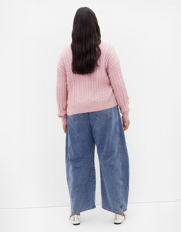 City Chic - Plus size Kenia Crew Neck Knit Jumper - pale pink