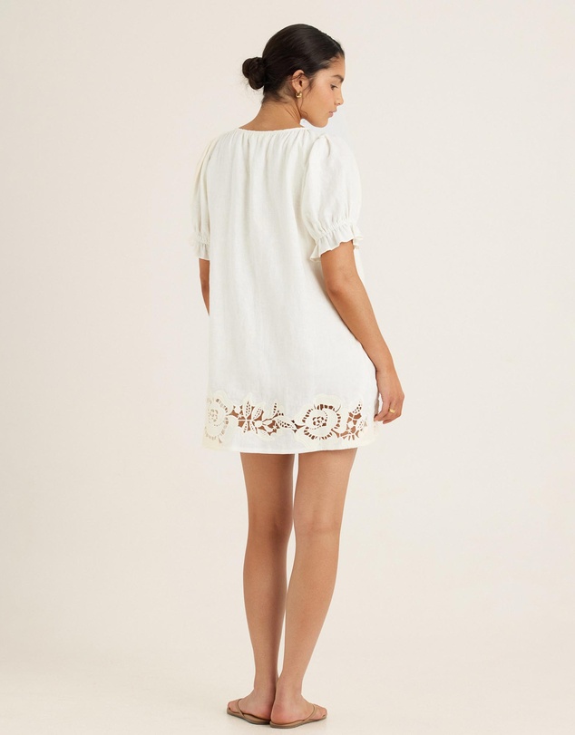 Peony - Embroidered Poets Mini Dress