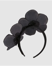 Max Alexander - Shiny Black Flower Fascinator
