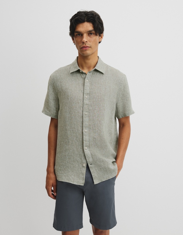 Country Road - Organically Grown Linen Regular Fit Short Sleeve Shirt
