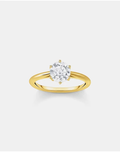 THOMAS SABO - Ring with white zirconia in brilliant cut gold
