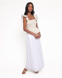Petal & Pup - Remira Smocked Ruffle Top - White Betty